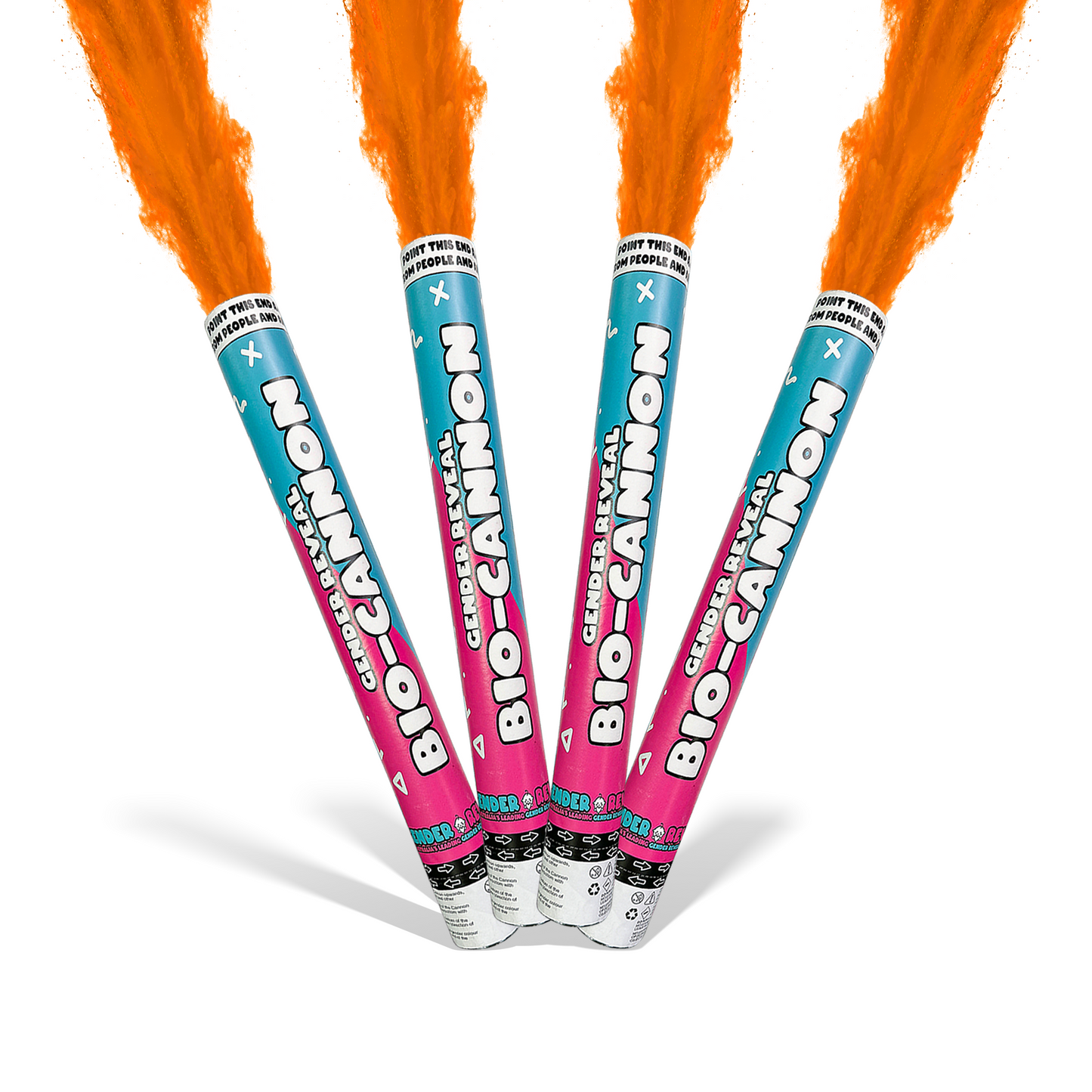 Orange Party Celebration Powder Cannon XL 50cm releasing vibrant orange powder in celebration event.
