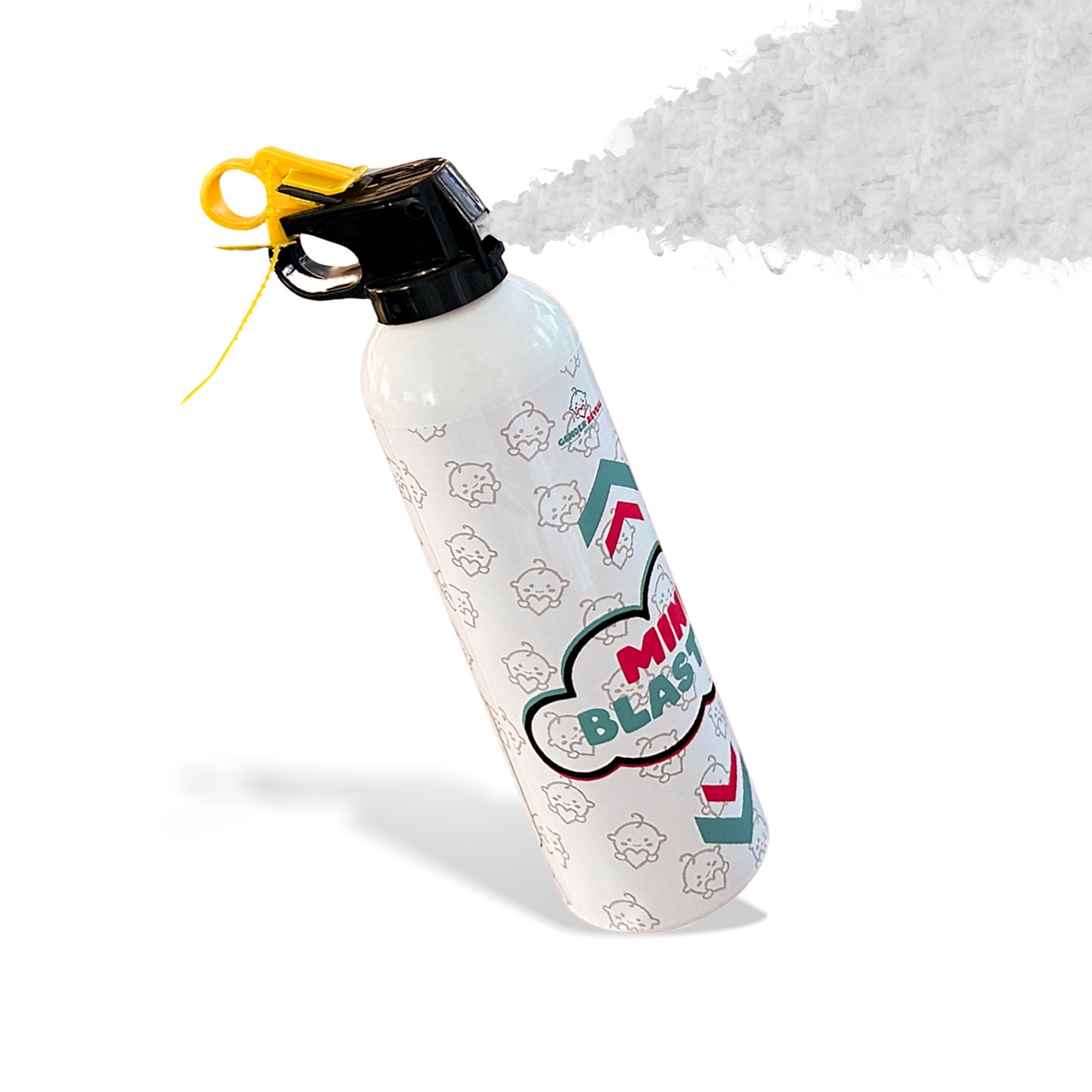 Gender Reveal Powder Extinguisher Mini Blaster releasing white powder for a fun gender reveal celebration.