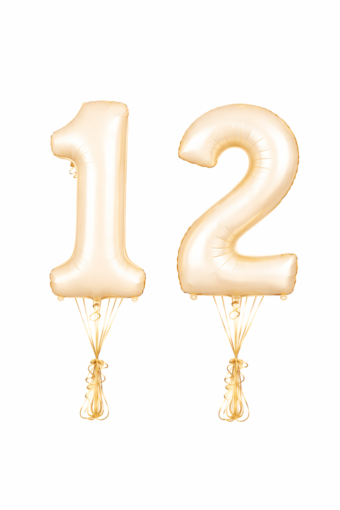 Double beige helium foil number balloons Gold Coast