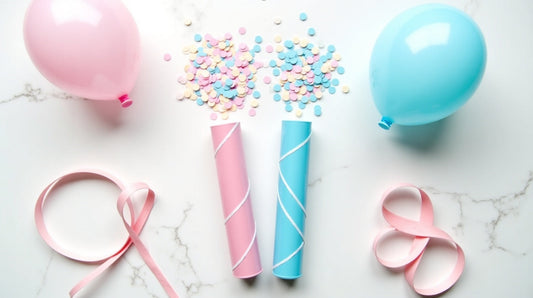 Pink and blue gender reveal party supplies