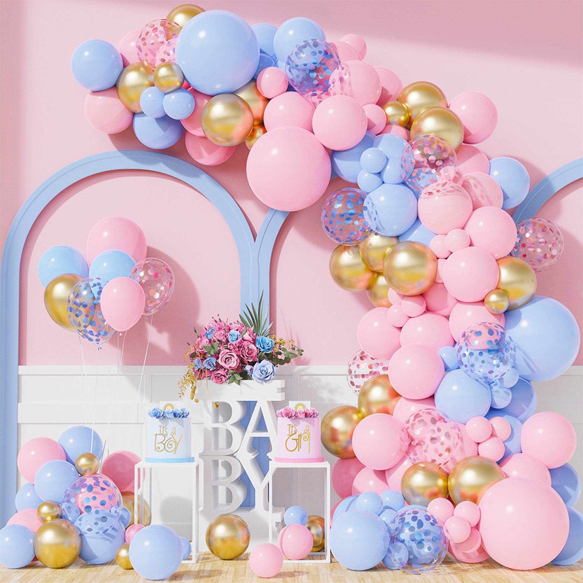 148 Piece Universal Gender Reveal/ Baby Shower Luxury Balloon Kit ...