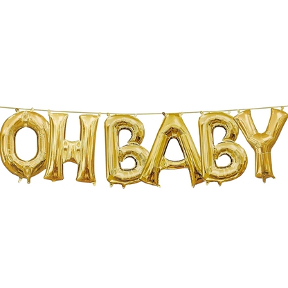 Large "OH BABY" Foil Balloon Set (Gold)