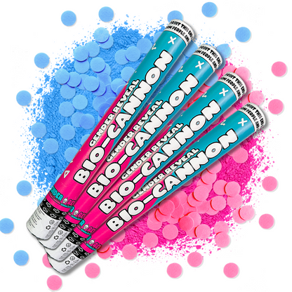 4 Pack XL Gender Reveal Confetti & Powder Cannon Bundle