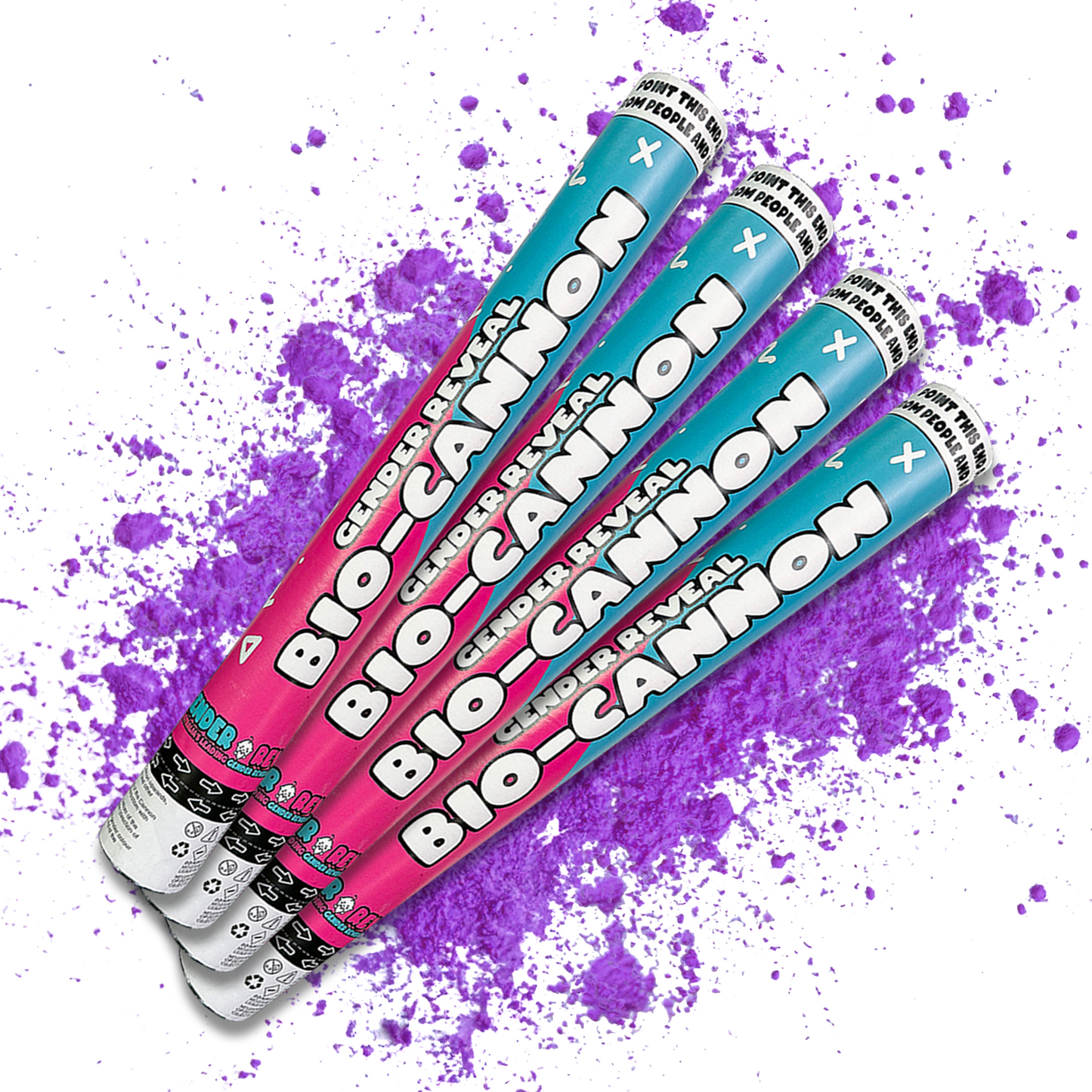 Purple Party Celebration Powder Cannon XL 50cm with vibrant purple powder for gender reveals and special events.