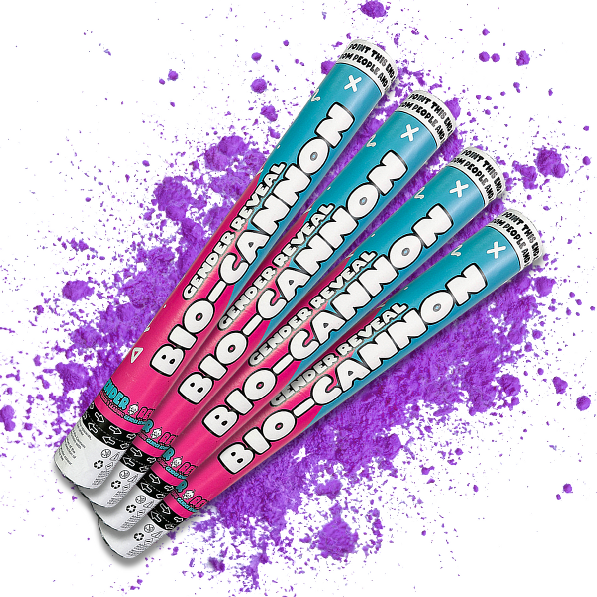 Purple Party Celebration Powder Cannon XL 50cm with vibrant purple powder for gender reveals and special events.
