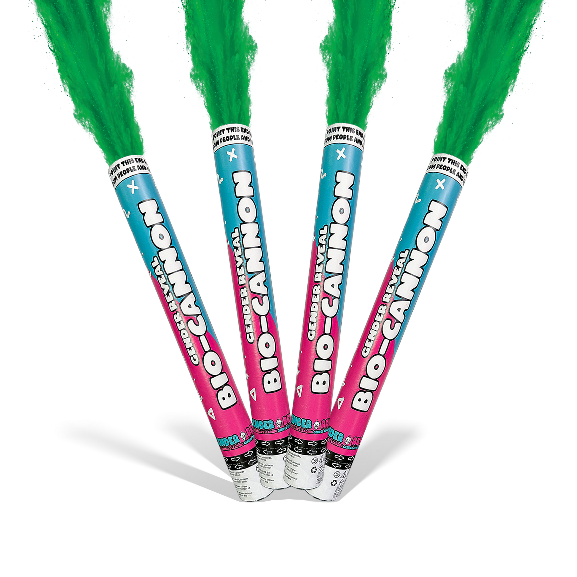 Green Party Celebration Powder Cannon XL 50cm releasing eco-friendly green powder for celebrations and gender reveal events.