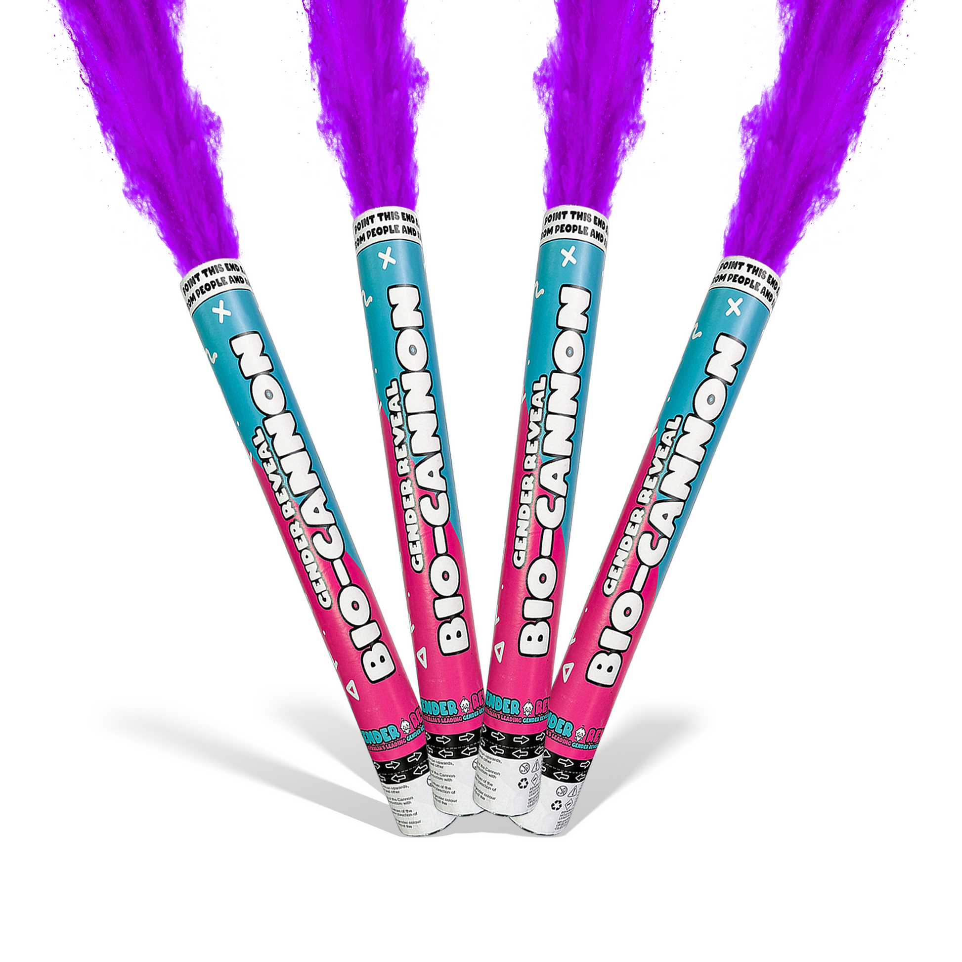 Purple Party Celebration Powder Cannon XL 50cm releasing vibrant purple powder for gender reveals and celebrations.