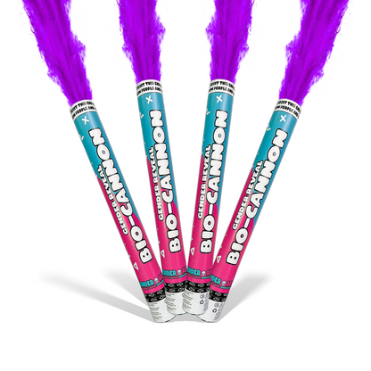 Purple Party Celebration Powder Cannon XL 50cm releasing vibrant purple powder for gender reveals and celebrations.