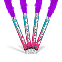 Purple Party Powder Cannon BIO XL Bundle with four cannons releasing vibrant purple powder for celebrations and gender reveals.