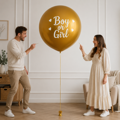 Deluxe Gold Mega Gender Reveal Balloon Helium | Gold Coast Pick Up Only