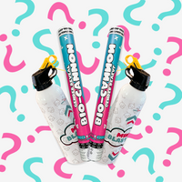 Gender Reveal Cannon and Extinguisher Double Bundle with blue and pink powder against question mark background