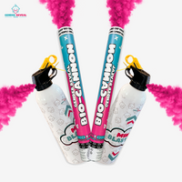 Gender reveal bundle with two bio-cannons and two extinguishers releasing vibrant pink powder smoke