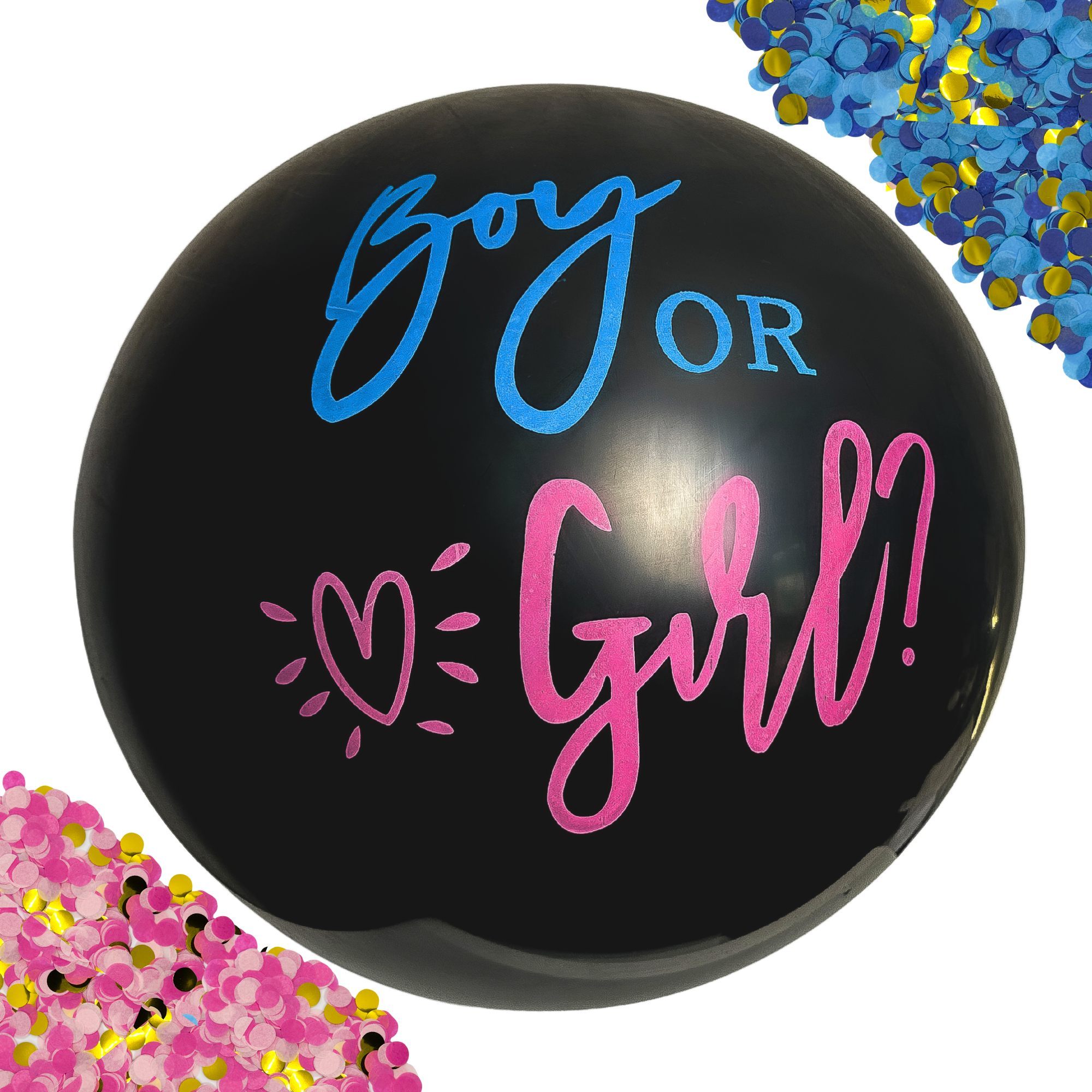 thumbnail image 2 of Giant 90cm Confetti Balloons For Gender Reveal Party (Pack Of 3) – Silvertex 2 of 6
