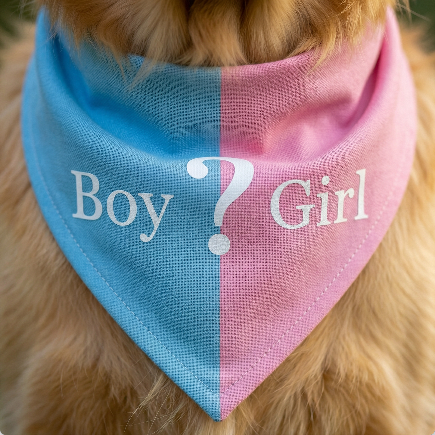 Gender reveal dog bandana in pink and blue colors