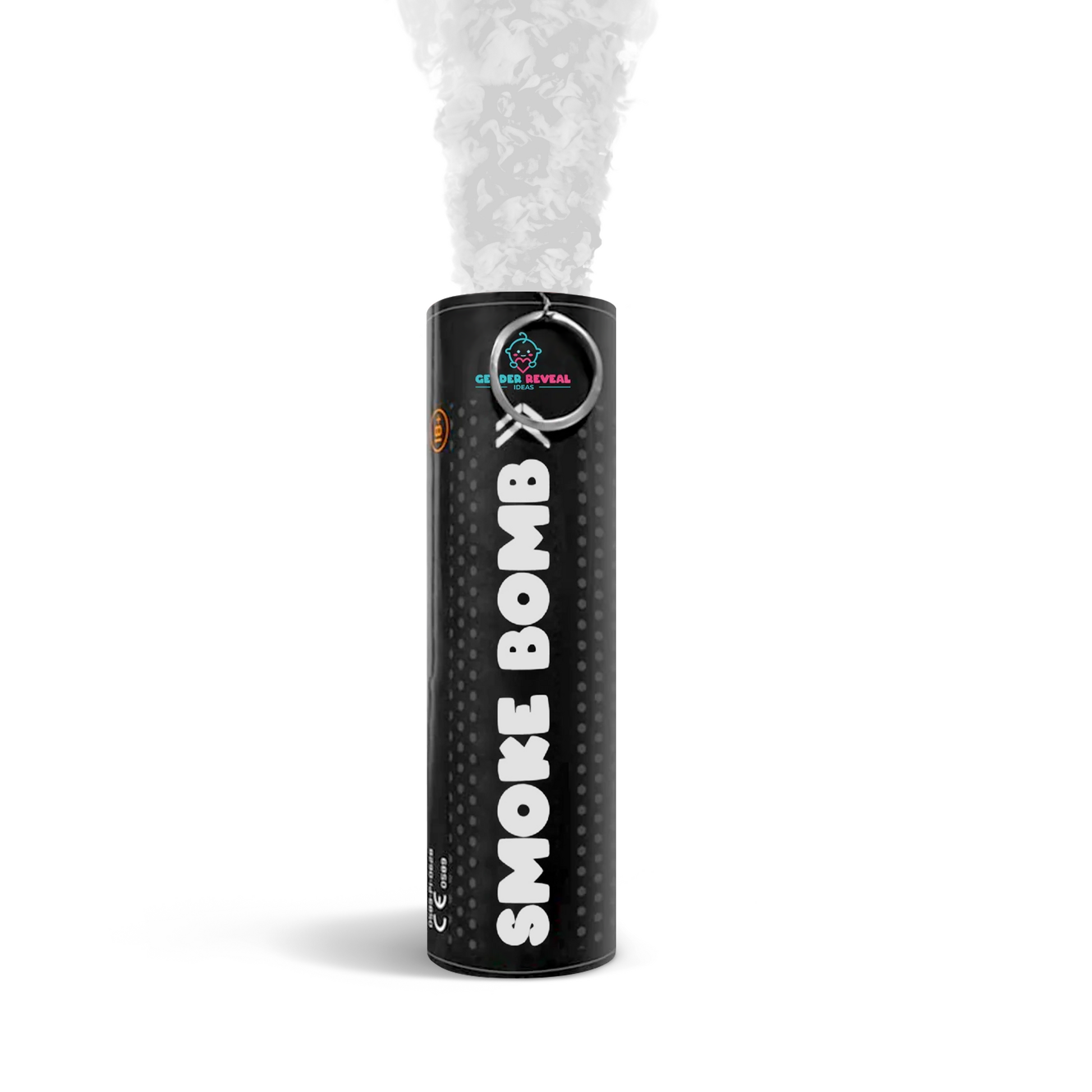 Gender Reveal Smoke Bombs emitting white smoke with self-lighting pull ring for gender announcement events.