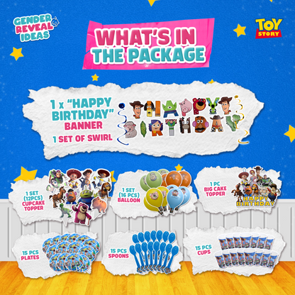 Toy Story Party Set: Complete Toy Story party set with themed tableware, decorations, and party favours, perfect for creating a magical birthday experience.