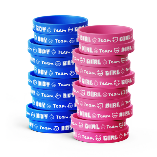 Custom Gender Reveal Party Wrist Bands - 20 Pack