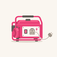 Pink portable generator supplied for TNT Full Setup gender reveal bookings without mains power