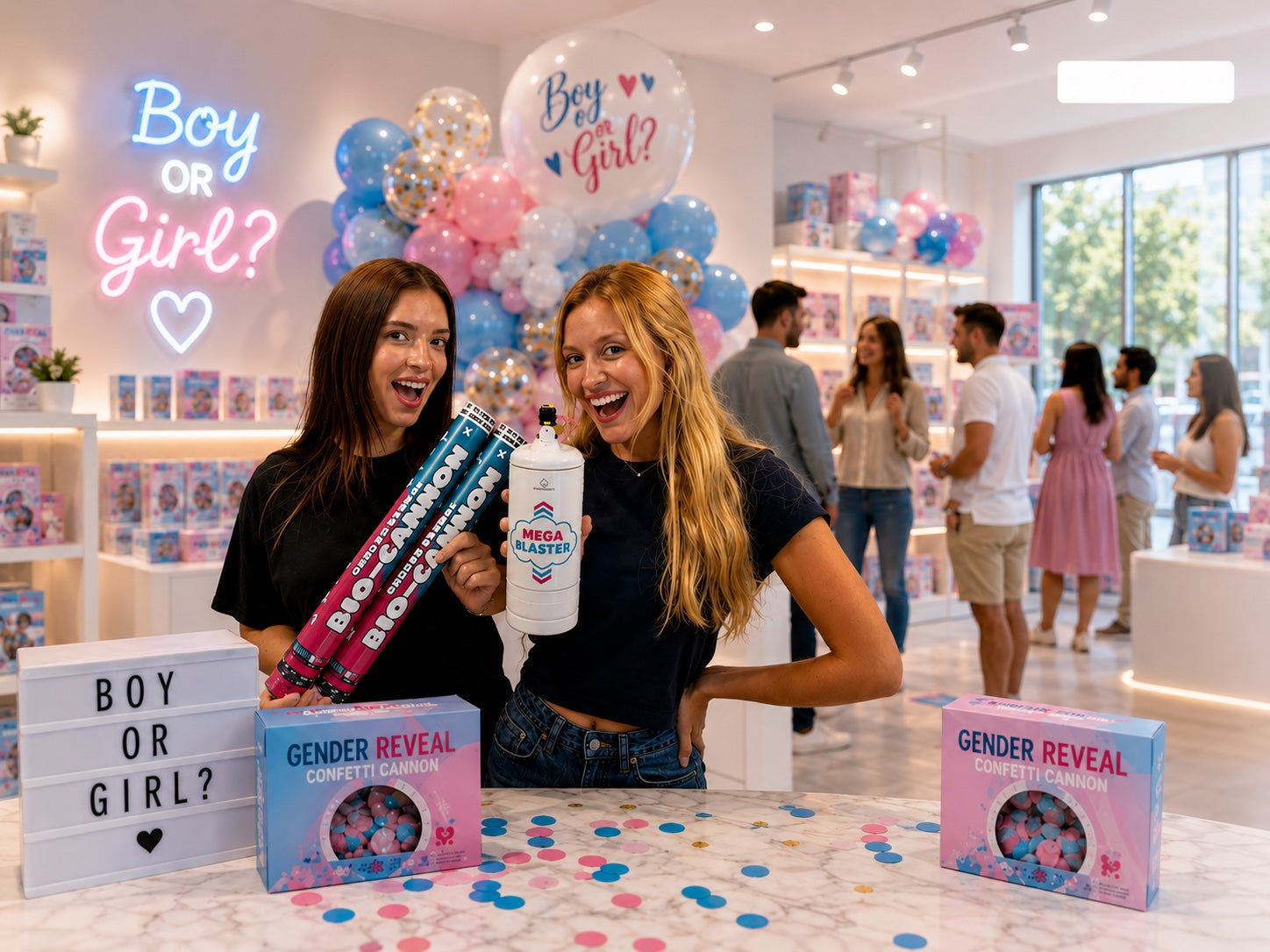 Happy customers at the Gender Reveal Ideas Gold Coast showroom